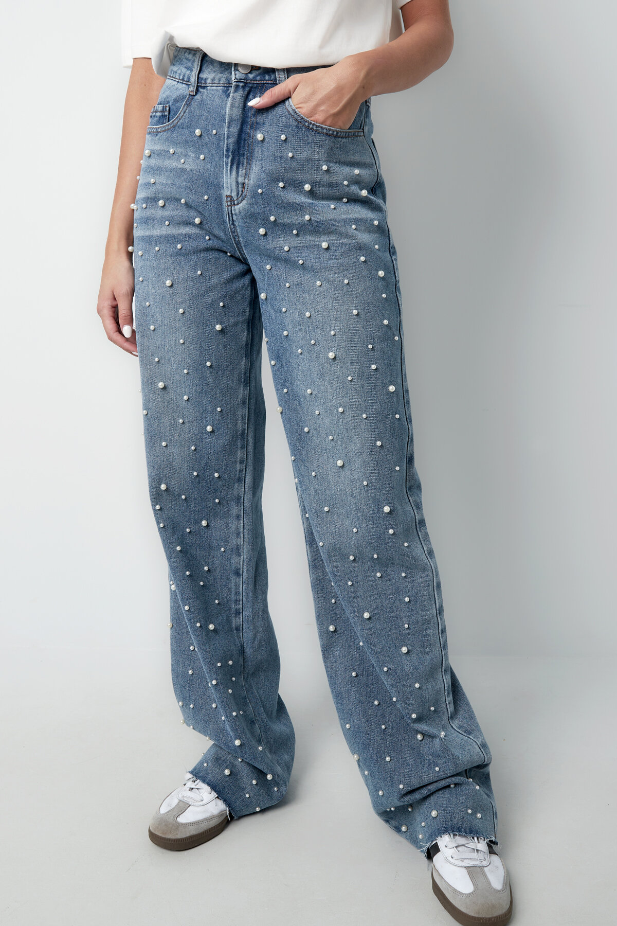 Cotton Woven Vrouwen Rechte Jeans Casual Polka Dots Afbeelding2