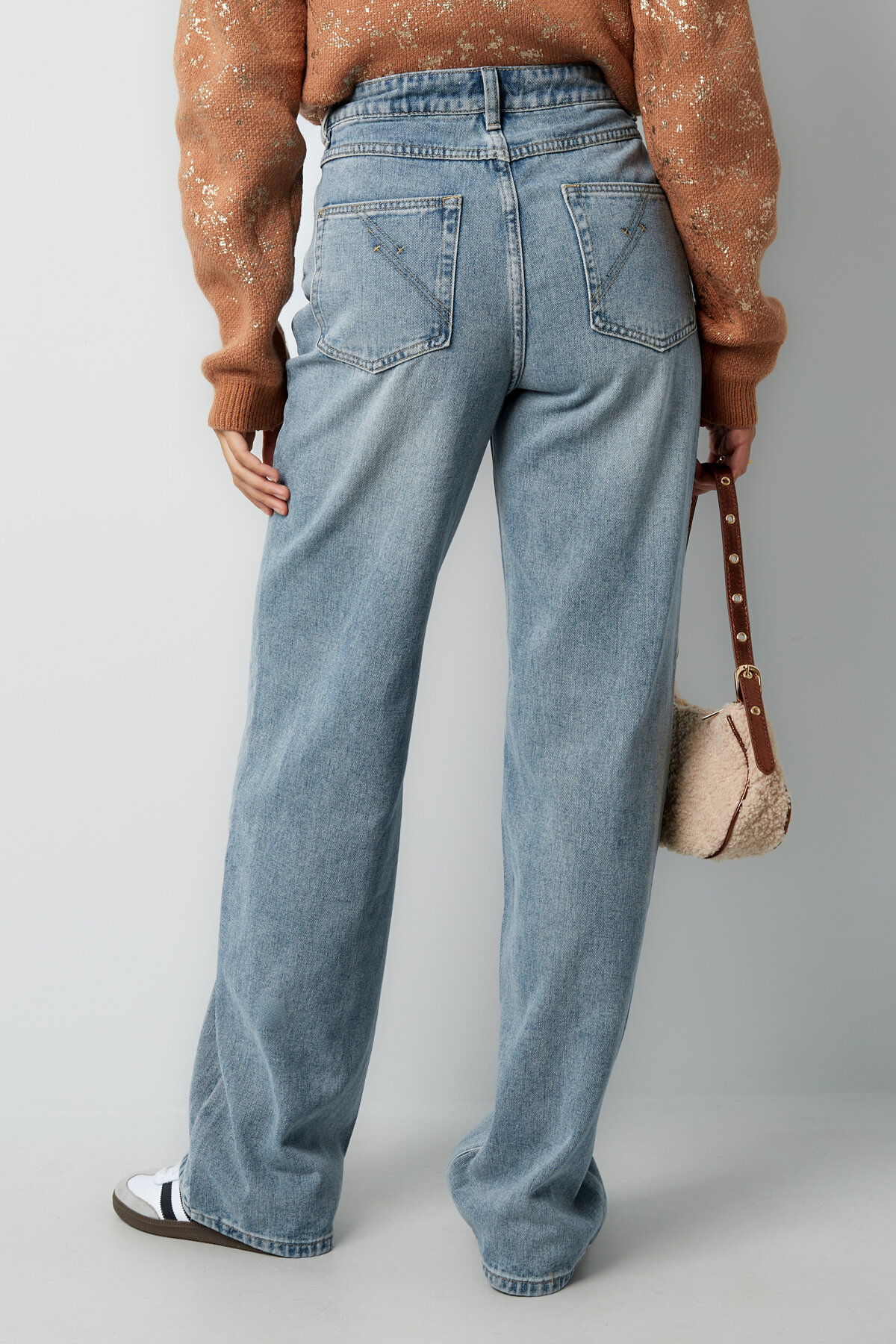 Baumwolle Gewebte Damen Gerade Jeans Casual Einfarbig Mittel-Indigo Bild9