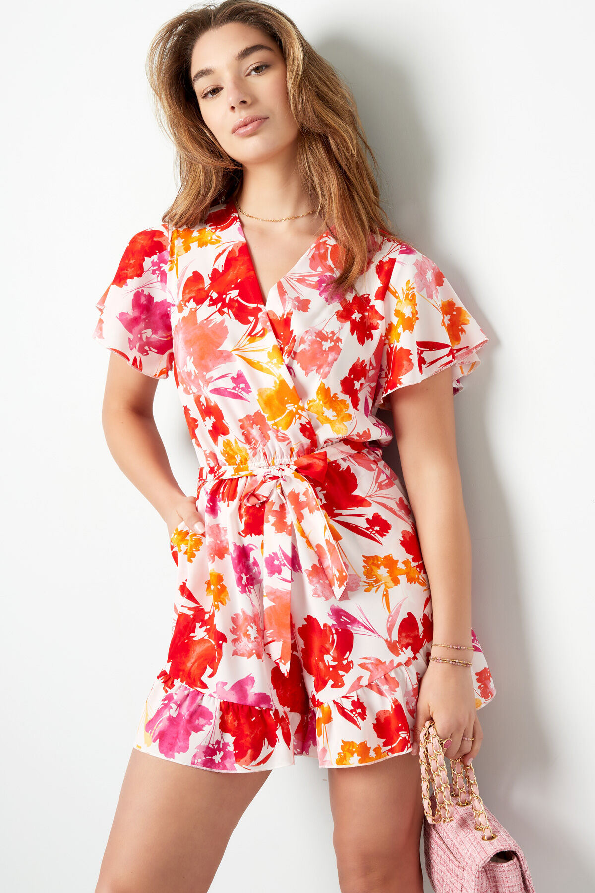 Mono Estampado Floral - Rosa Rojo h5 Imagen4