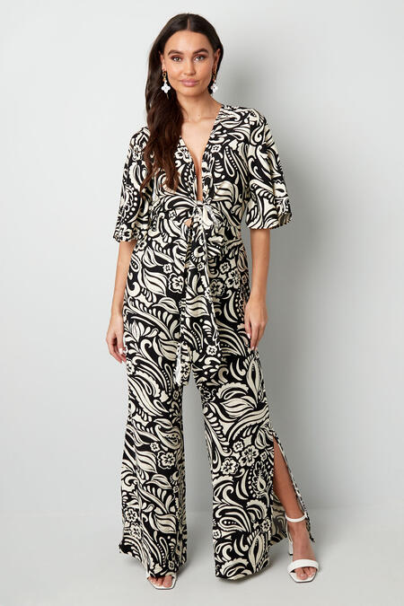 Viscose Women's Jumpsuit Boho Print Wide Leg