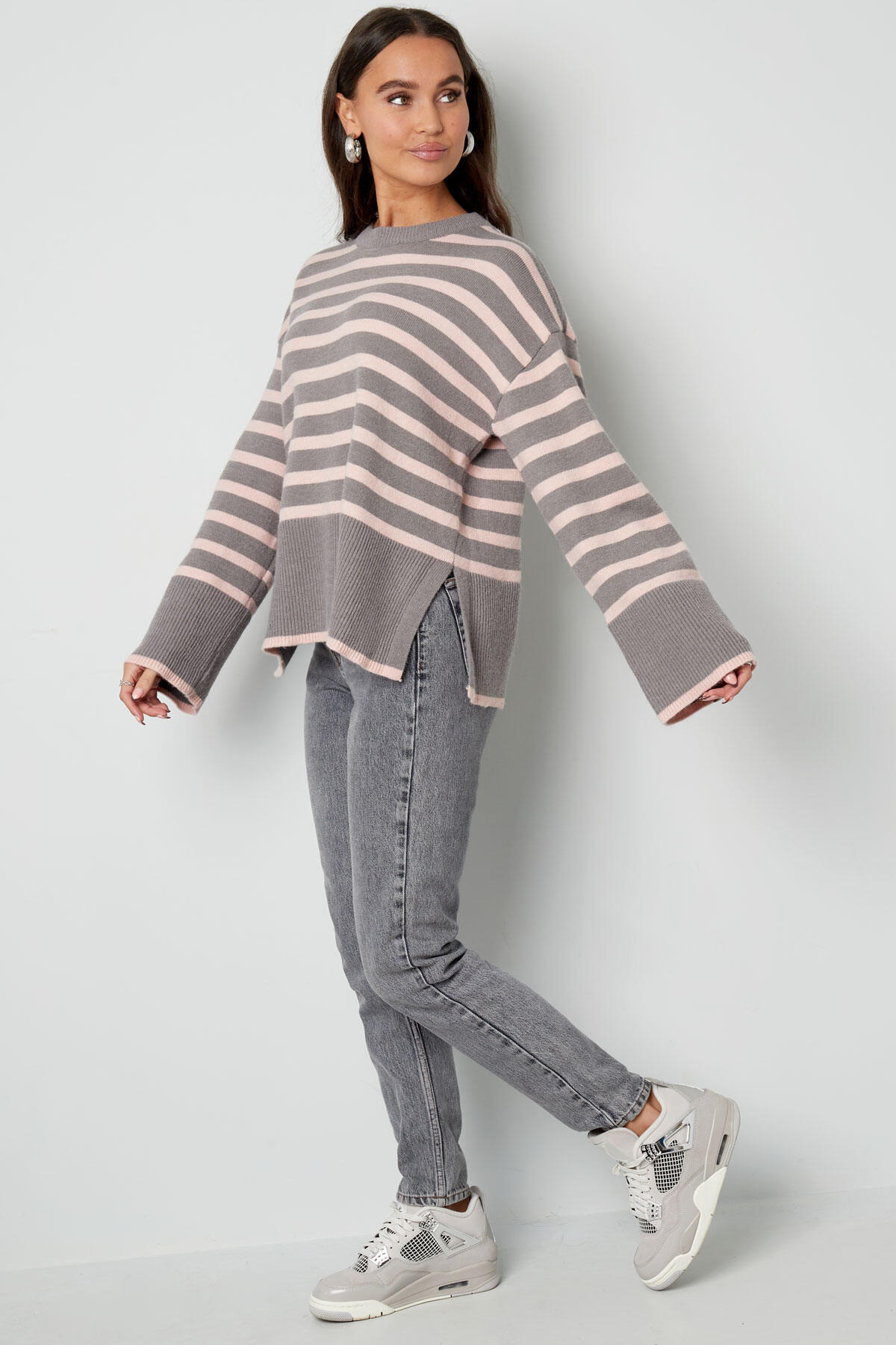 Pull maille larges rayures et manches évasées Image12