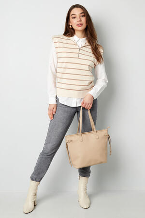 Spencer Rigato Con Cerniera - Beige Marrone h5 Immagine7