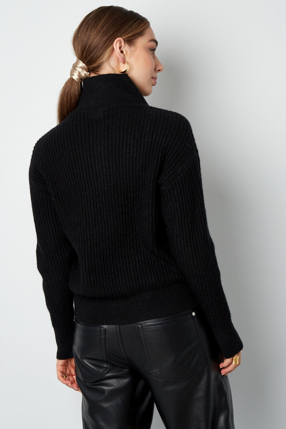 Maglione Donna in Misto Lana Maglia con Collo Alto e Pulsanti h5Immagine10