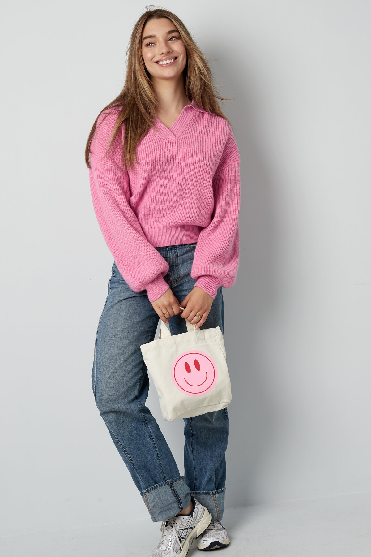 Maglione in Mistura di Lana Donna Collo Polo Taglio Oversized h5 Immagine3