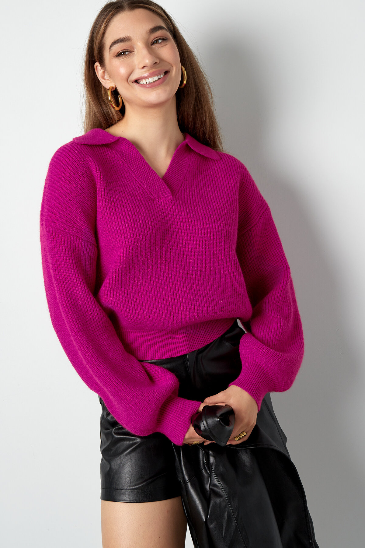 Maglione in Mistura di Lana Donna Collo Polo Taglio Oversized Immagine10