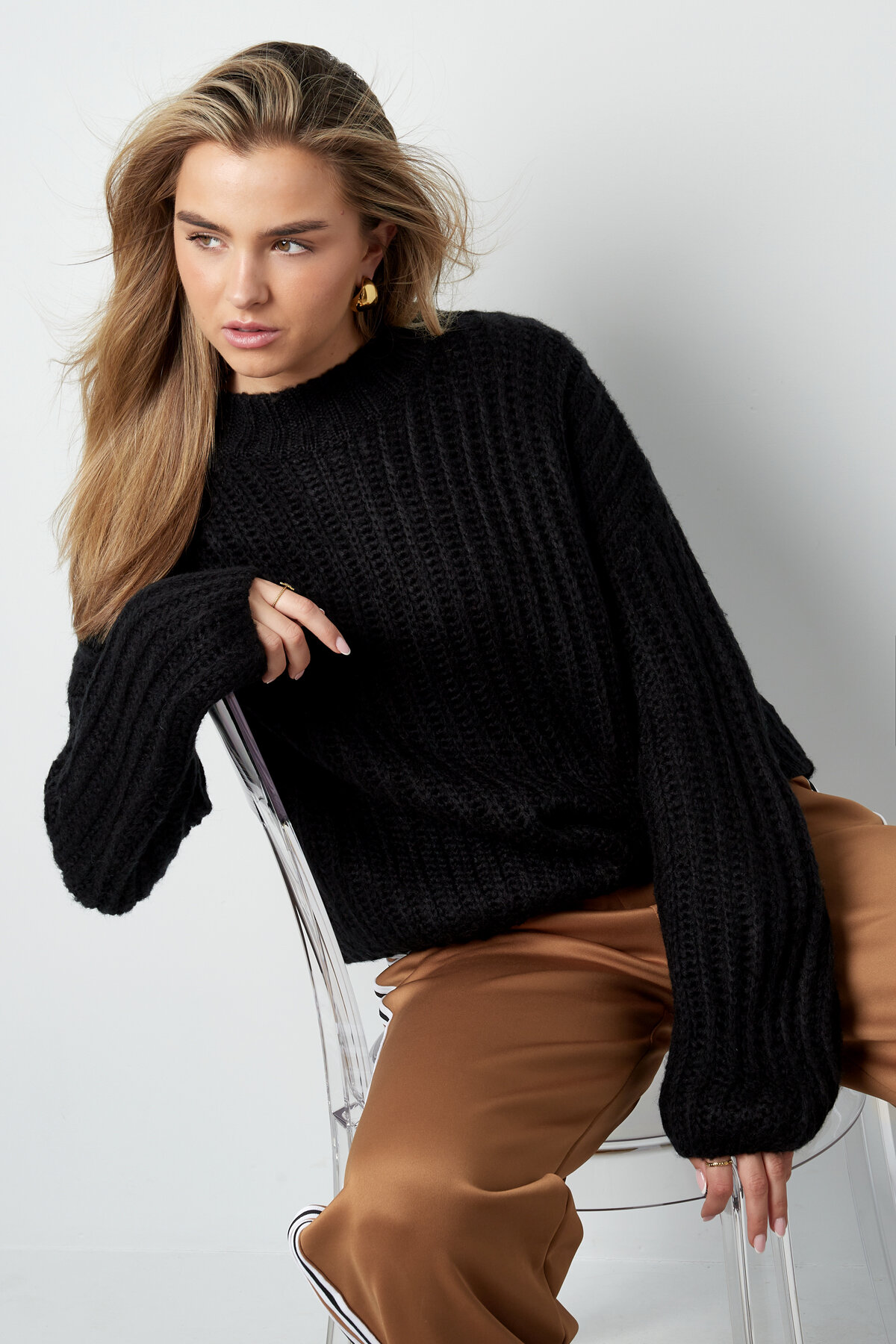 Pulls Femme Oversized en Coton Tricoté Maille Epaisse h5 Image6