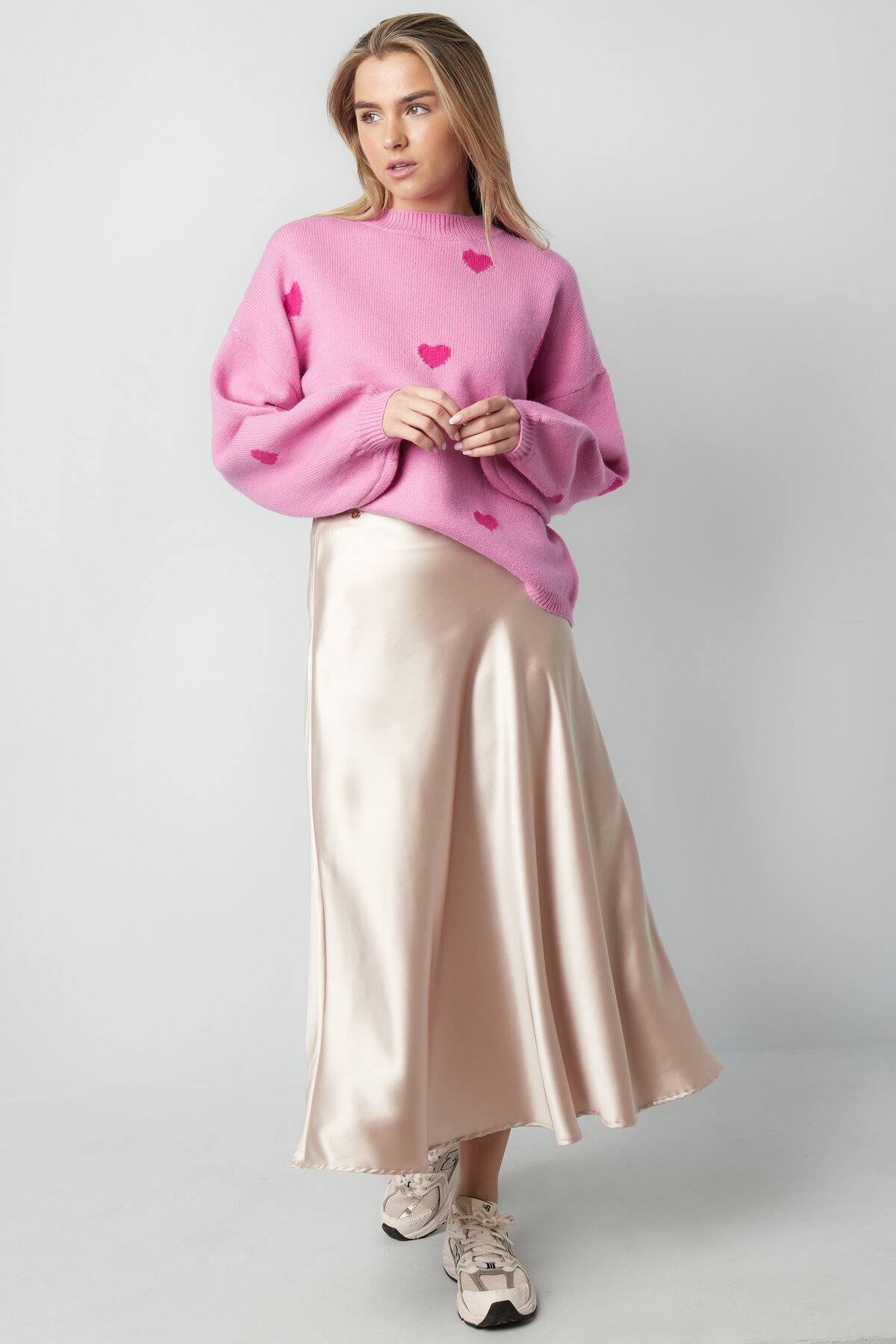 Maglione di Cotone Intrecciato Donna Oversized Motivo Cuore h5 Immagine2