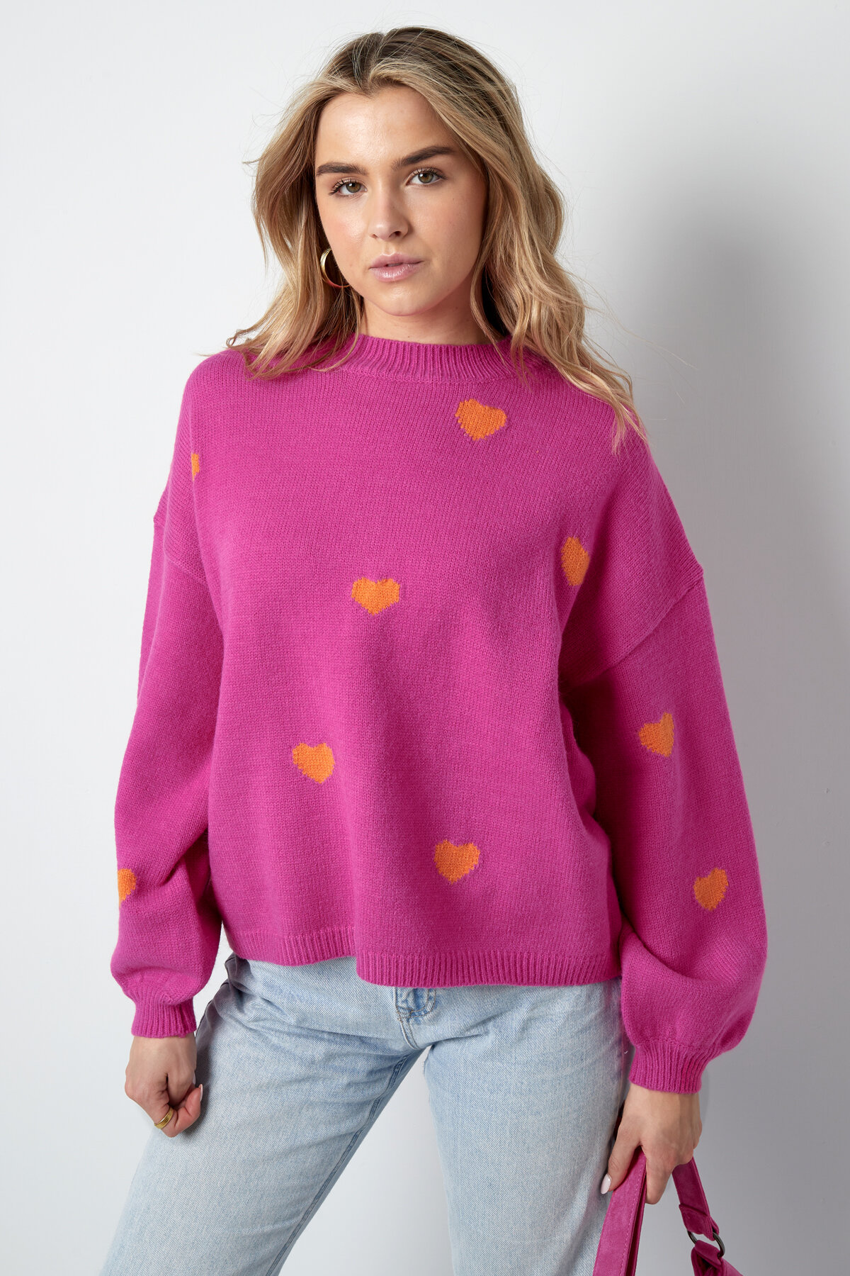 Maglione di Cotone Intrecciato Donna Oversized Motivo Cuore h5 Immagine4