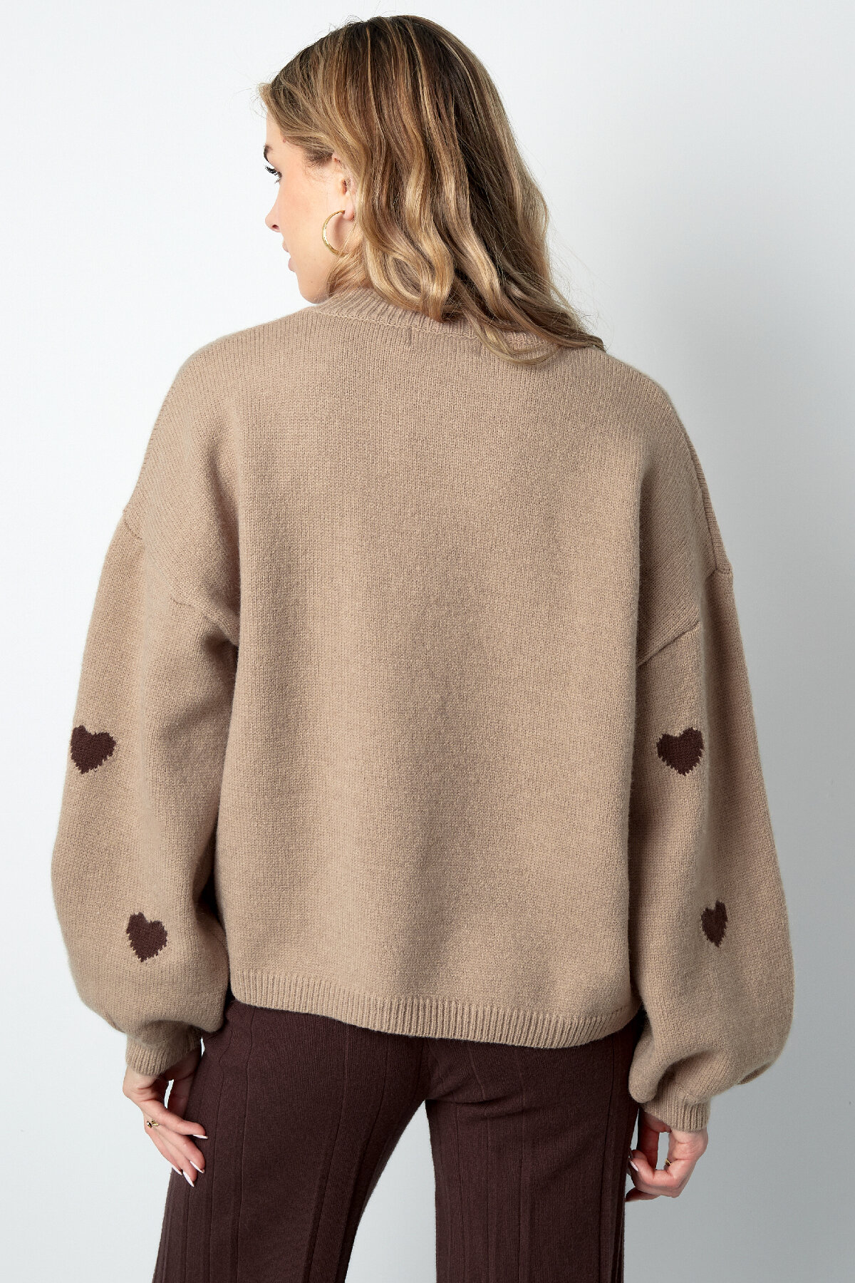 Maglione di Cotone Intrecciato Donna Oversized Motivo Cuore Immagine12