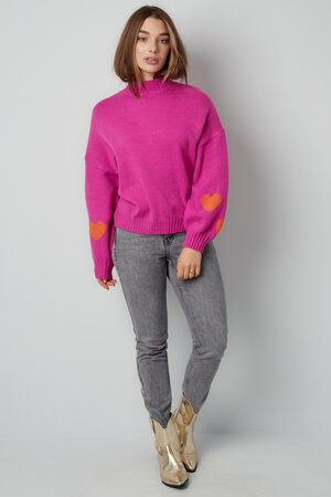 Maglione Donna Oversized in Mistura di Lana lavorata a Maglia con Applicazione Cuore h5 Immagine4