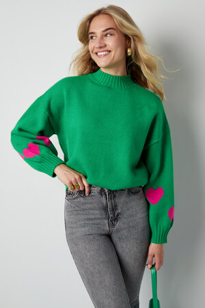 Maglione Donna Oversized in Mistura di Lana lavorata a Maglia con Applicazione Cuore h5 Immagine2