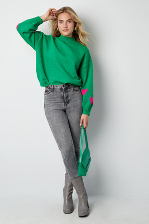Maglione Donna Oversized in Mistura di Lana lavorata a Maglia con Applicazione Cuore h5 Immagine6
