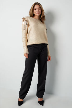 Maglione Donna in Fibra Metallica Intrecciata Dettaglio Spalla di Moda h5 Immagine10