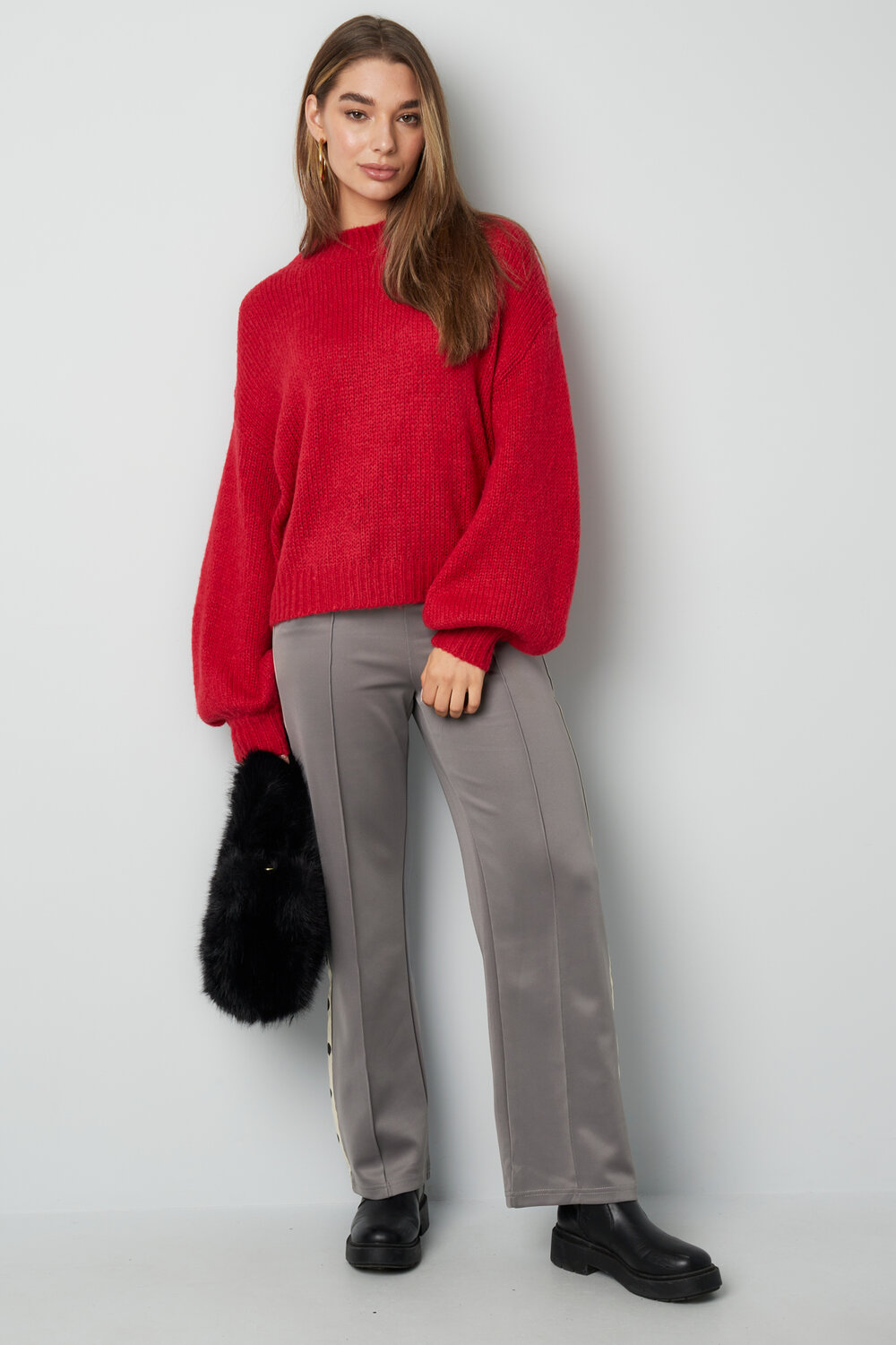 Nylon Gebreide Trui Vrouwen Oversized Ontspannen Passend h5Afbeelding9