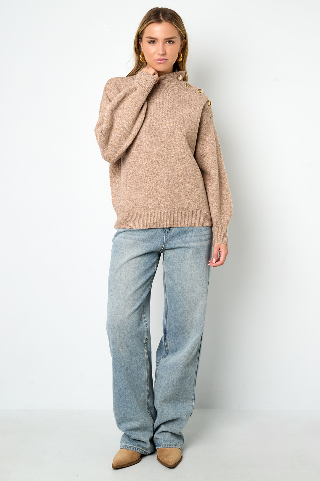 Knitted Polyester Fiber Women's Turtleneck Sweater Casual Solid Color h5 Picture7