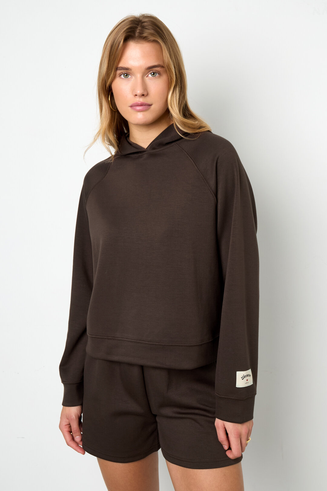 Knitted Polyester Fiber Women's Hoodie Sporty Solid Color h5 Picture6