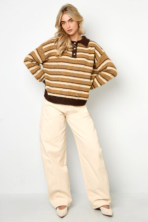 Knitted polo sweater with stripes h5 Picture10