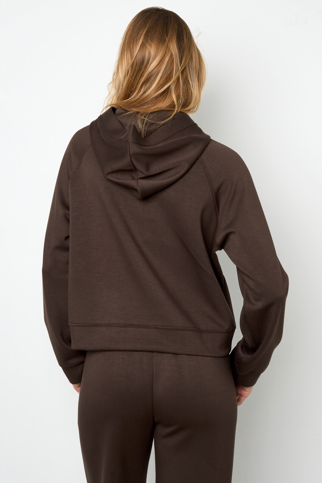 Knitted Polyester Fiber Women's Hoodie Sporty Solid Color Picture4