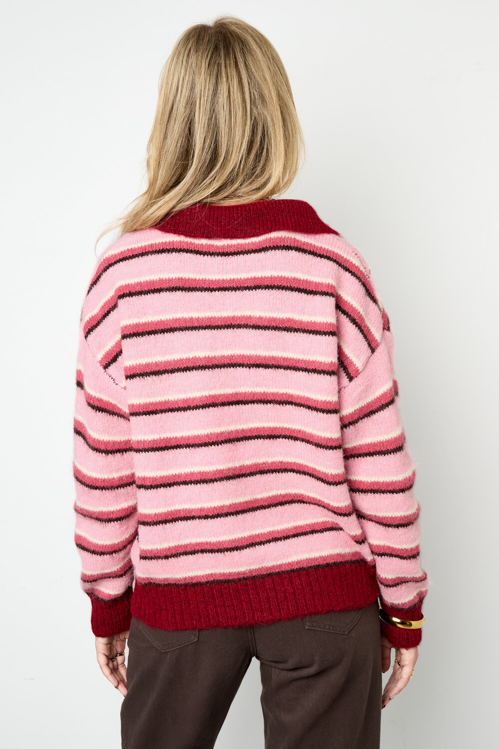 Knitted polo sweater with stripes h5Picture8