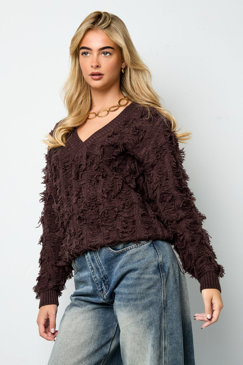 V sweater with fringes h5Picture4
