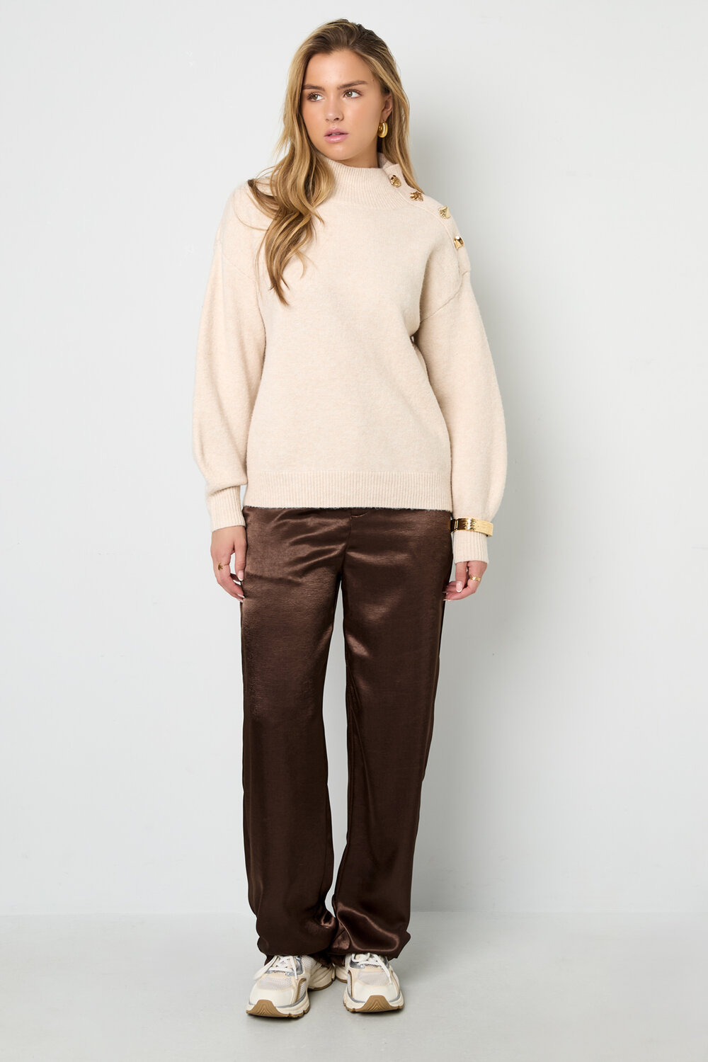 Knitted Polyester Fiber Women's Turtleneck Sweater Casual Solid Color h5Picture4
