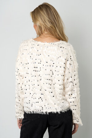 Woven Polyester Fiber Women's Long Sleeve Top Elegant Sequins h5 Picture8