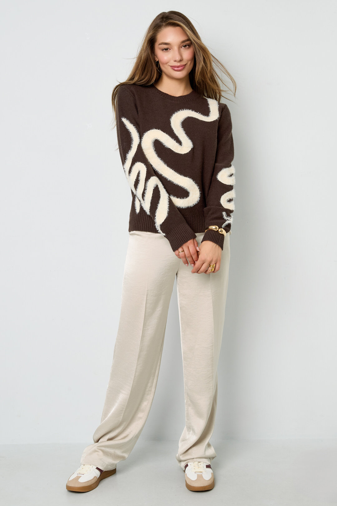 Knitted Polyester Fiber Women's Knit Sweaters Casual Color Clash Picture11