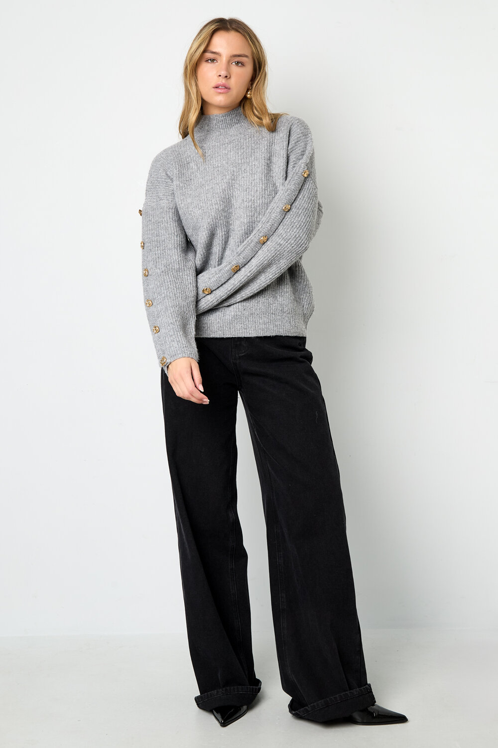 Strick-Polyesterfaser Damen Rollkragenpullover Casual Einfarbig h5Bild5