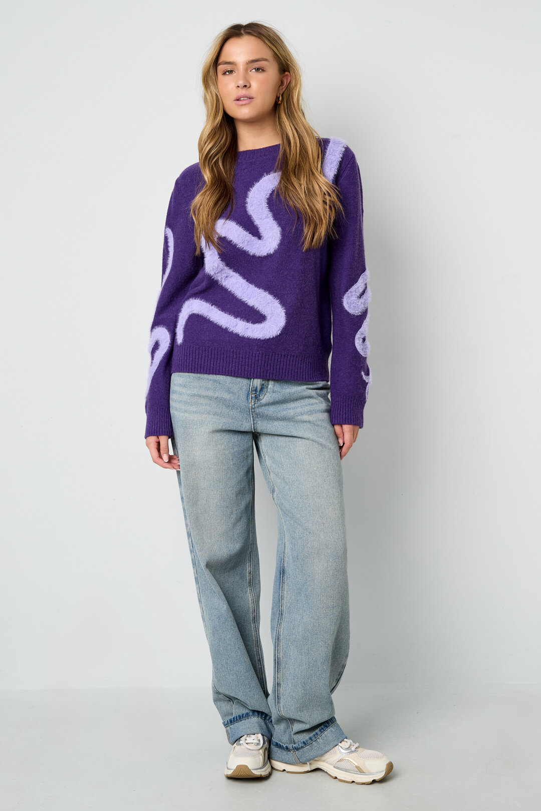 Knitted Polyester Fiber Women's Knit Sweaters Casual Color Clash Picture8