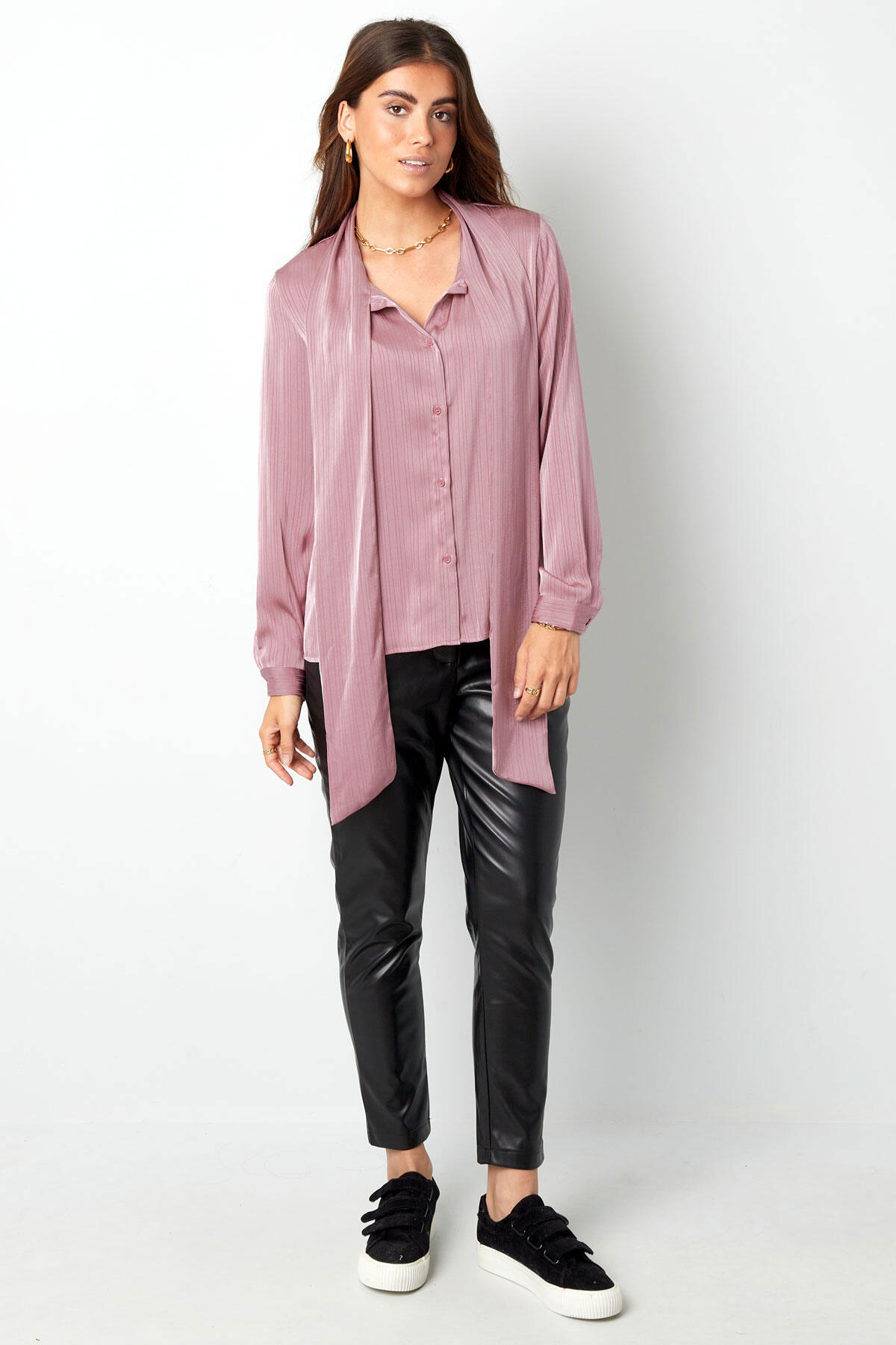 Cremefarbene Bluse mit Schleifendetail h5 Bild3
