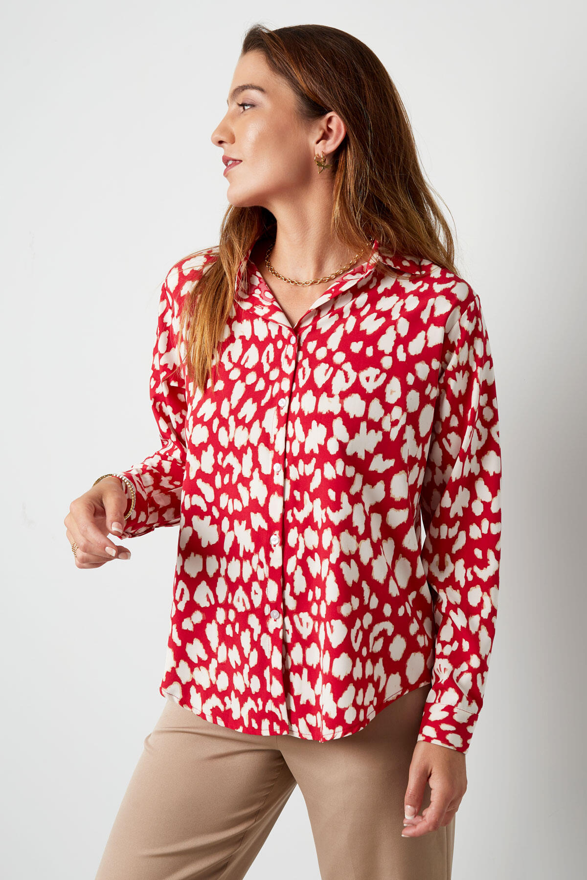 Bluse mit Panthermuster in Rot h5 Bild7