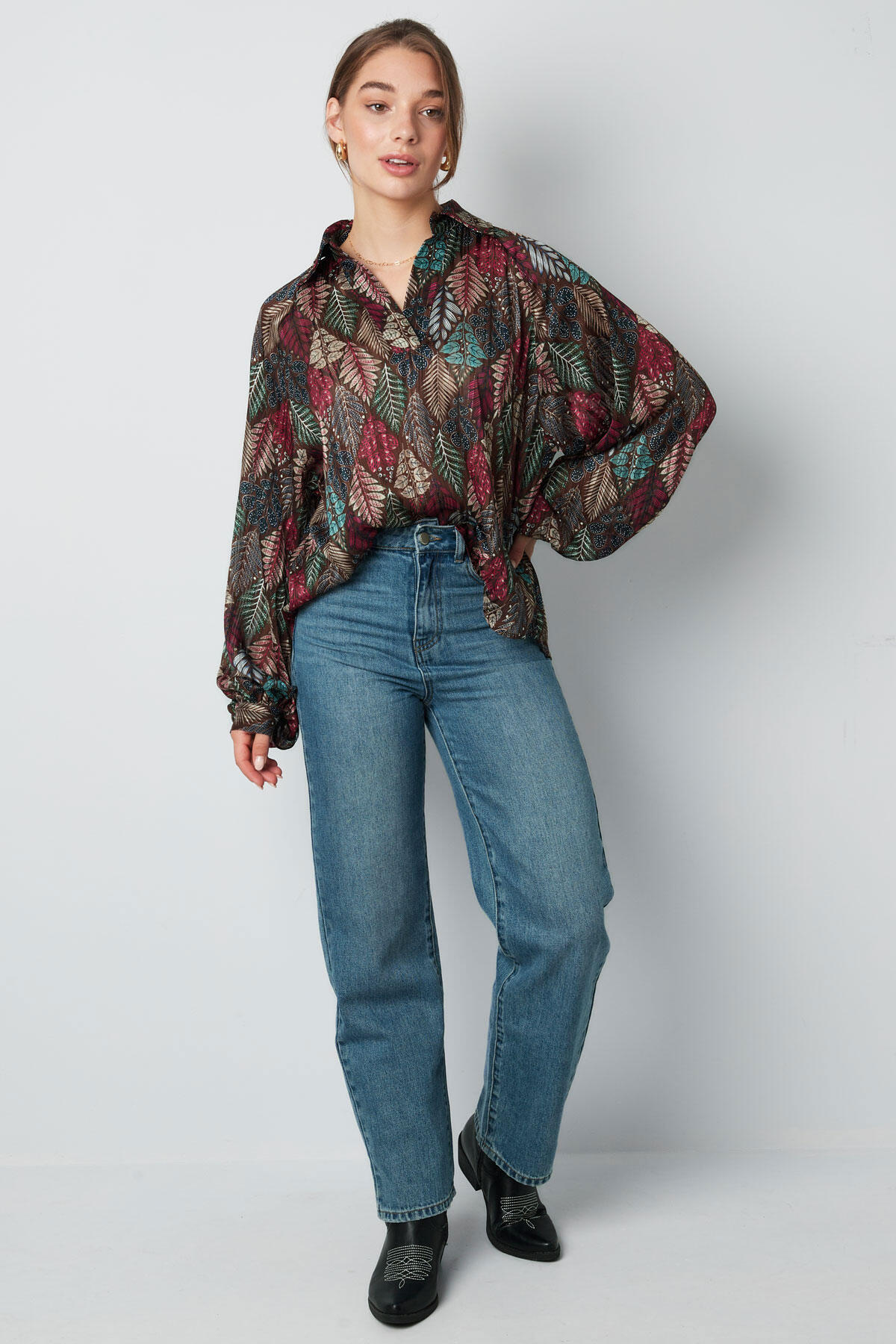 Polyester Damen-Bluse Oversized Blumenmuster h5 Bild3