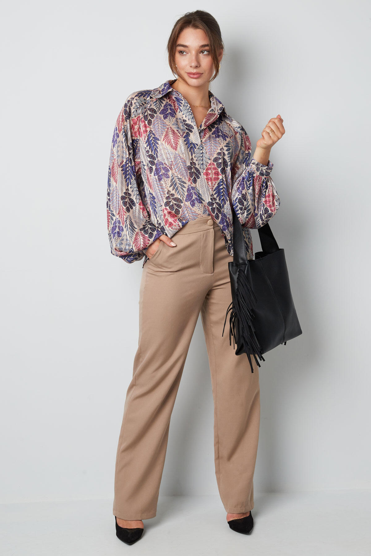 Polyester Damen-Bluse Oversized Blumenmuster h5 Bild4