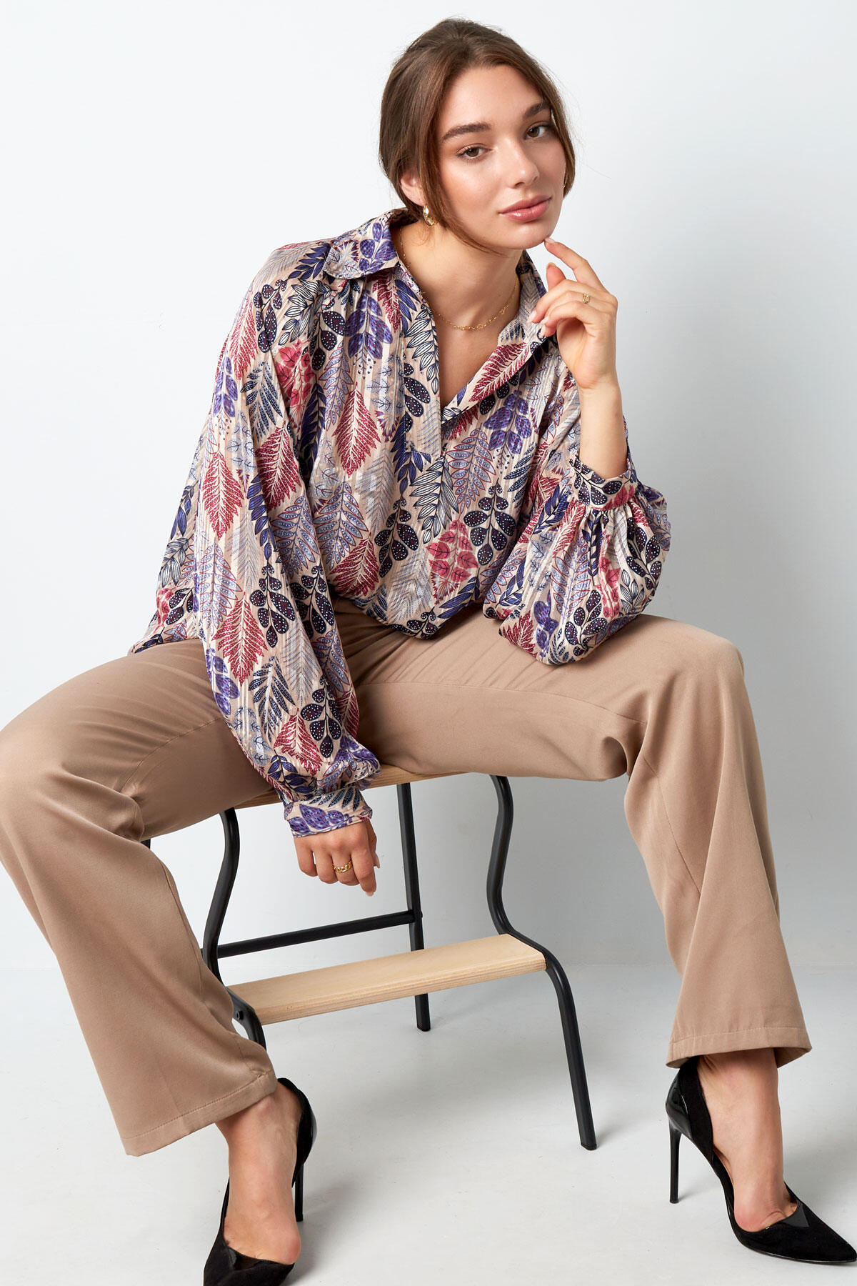 Polyester Damen-Bluse Oversized Blumenmuster Bild6