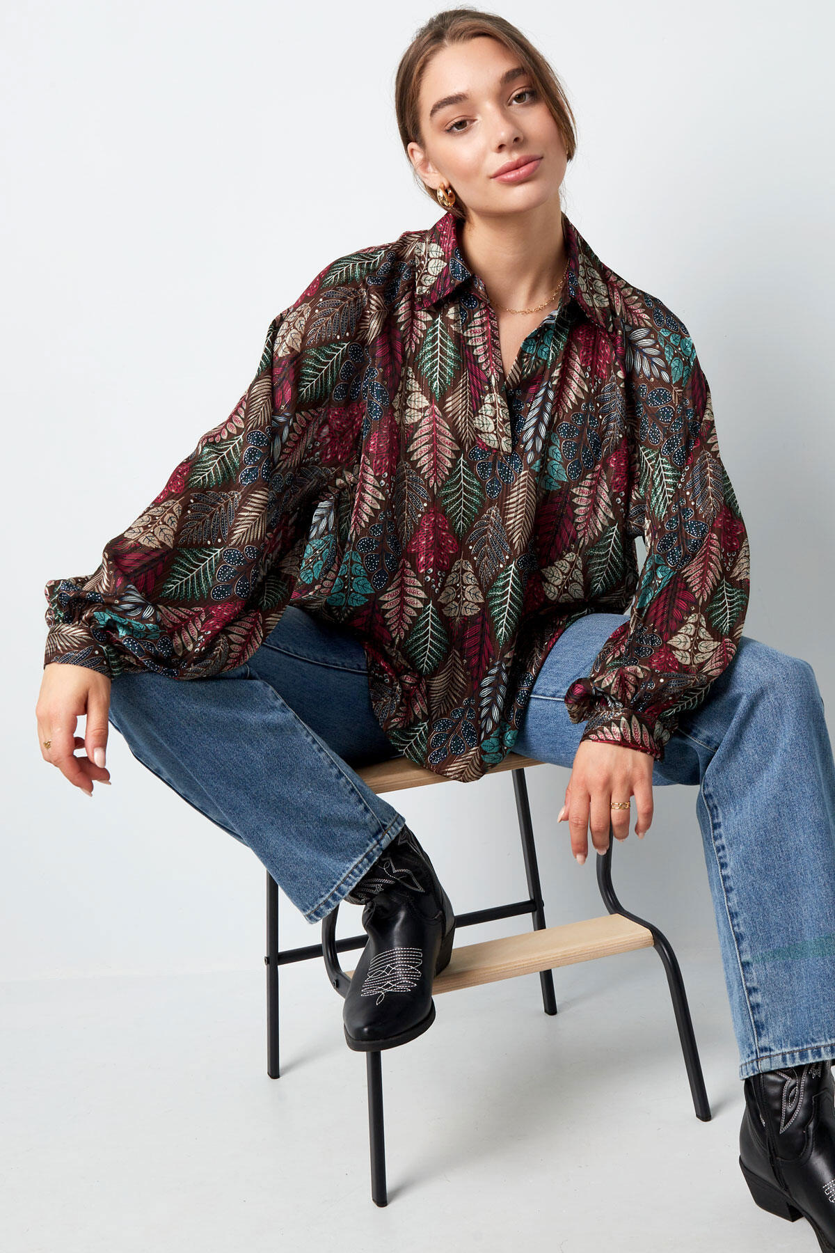 Polyester Damen-Bluse Oversized Blumenmuster Bild5