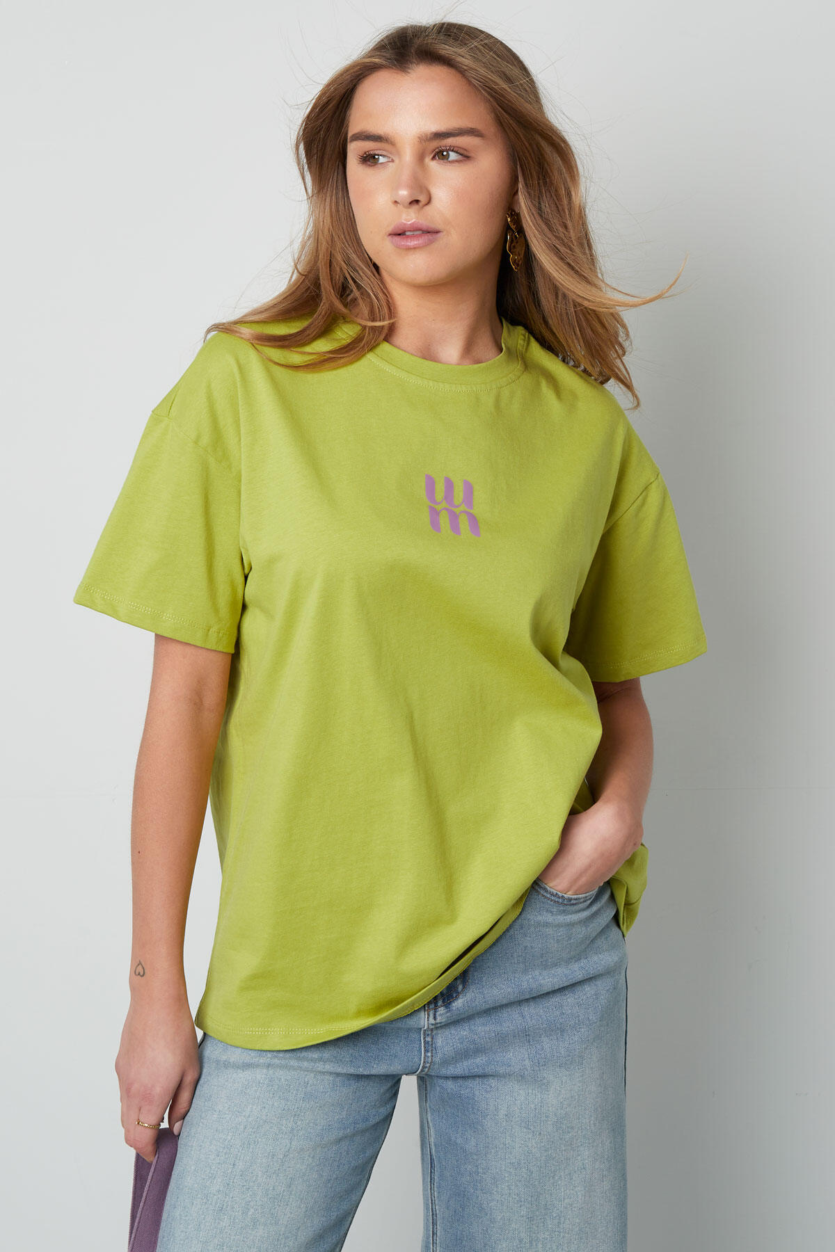 Cotton Women's T-shirt Oversized Minimalist Logo