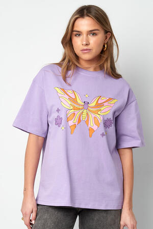 Coton T-shirt Femme Oversized Imprimé Papillon h5 Image2