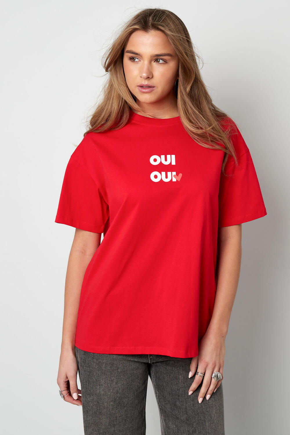 Cotton Women's T-shirt Oversized OUI Print h5Picture3