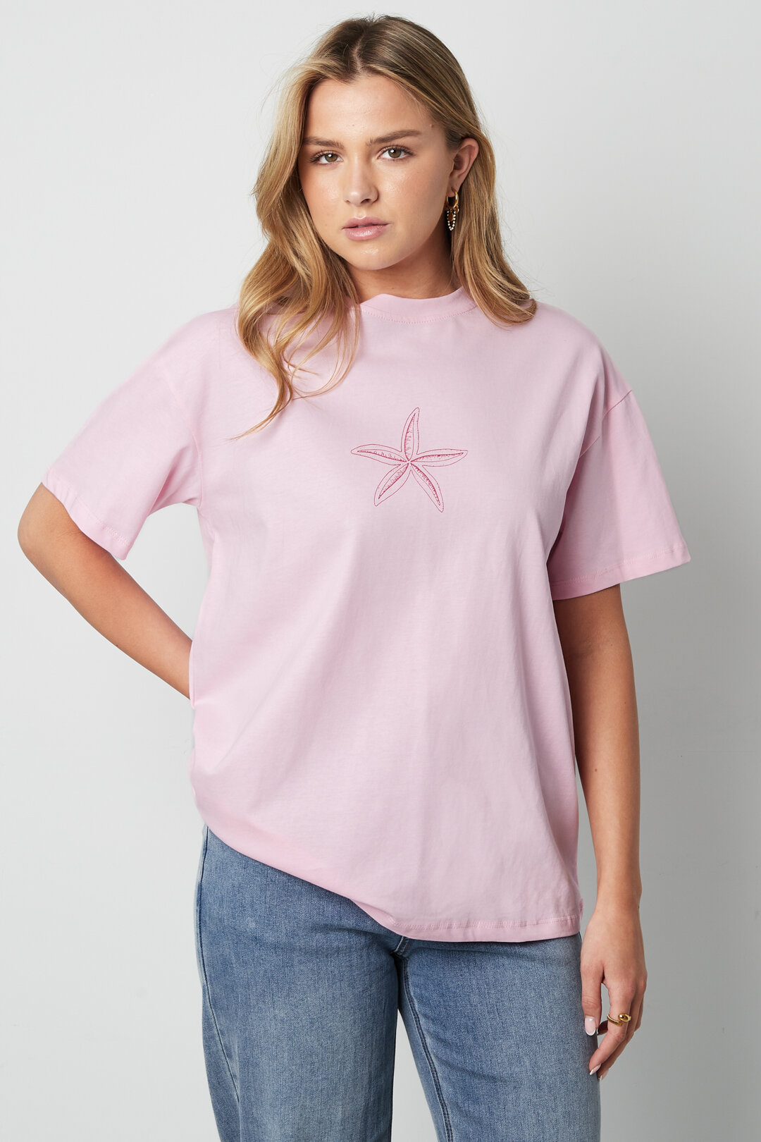 Cotton Women's T-shirt Casual Embroidered Starfish Picture9
