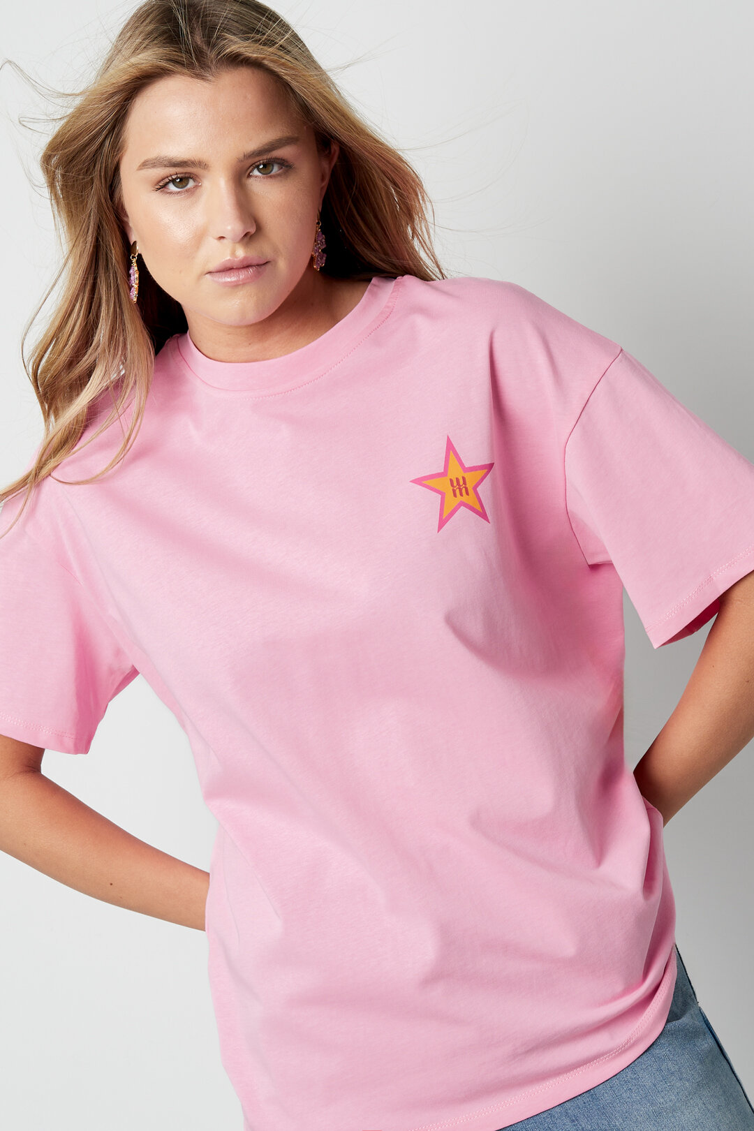 Cotton Women's T-shirt Casual Star Embroidery h5 Picture3