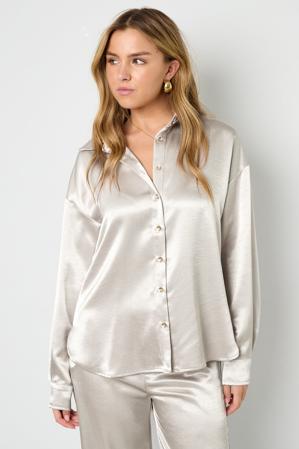 Woven Polyester Fiber Damen-Bluse Casual Solid Color Basic h5Bild4