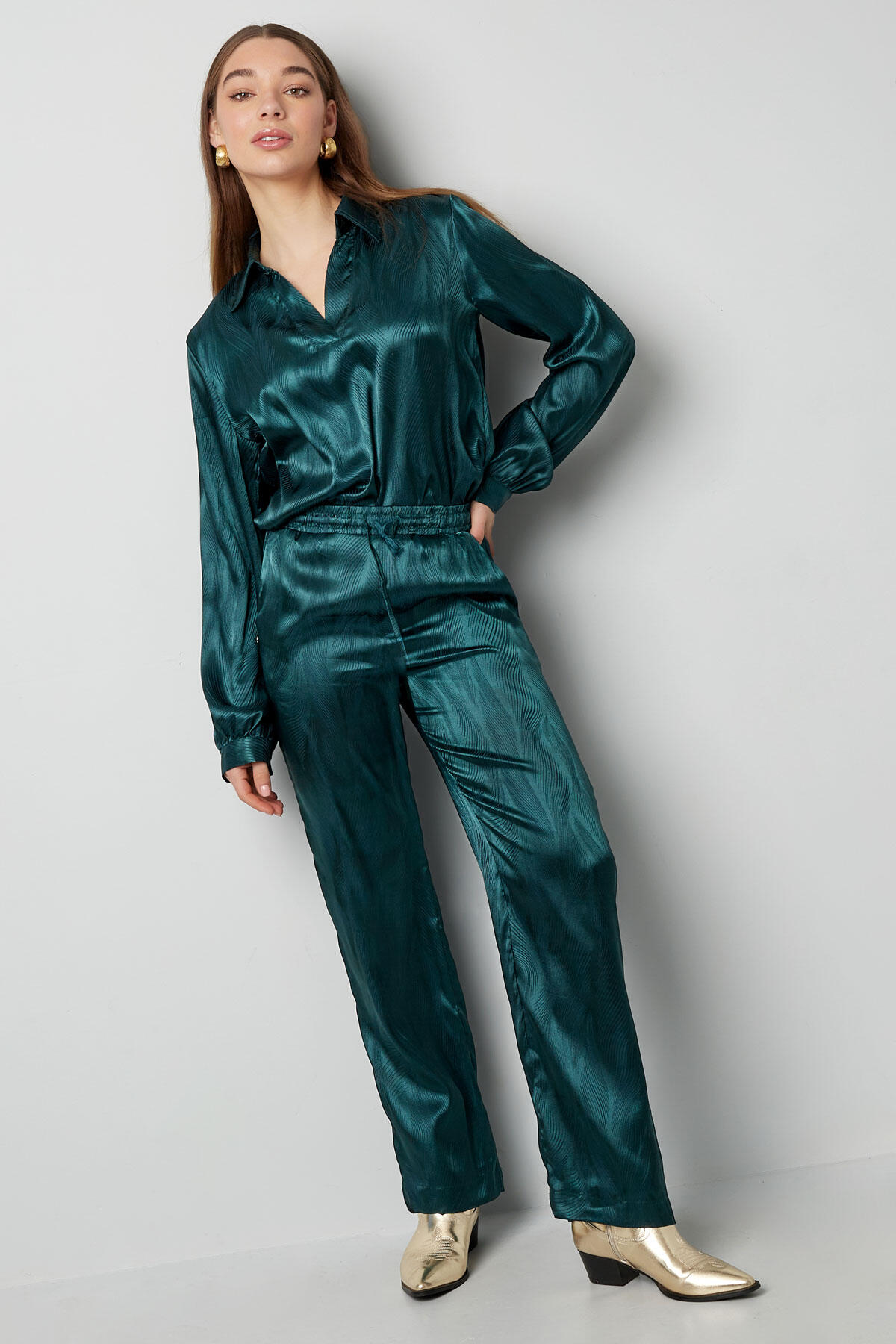 Satinbluse mit Aufdruck – Lila h5 Bild6