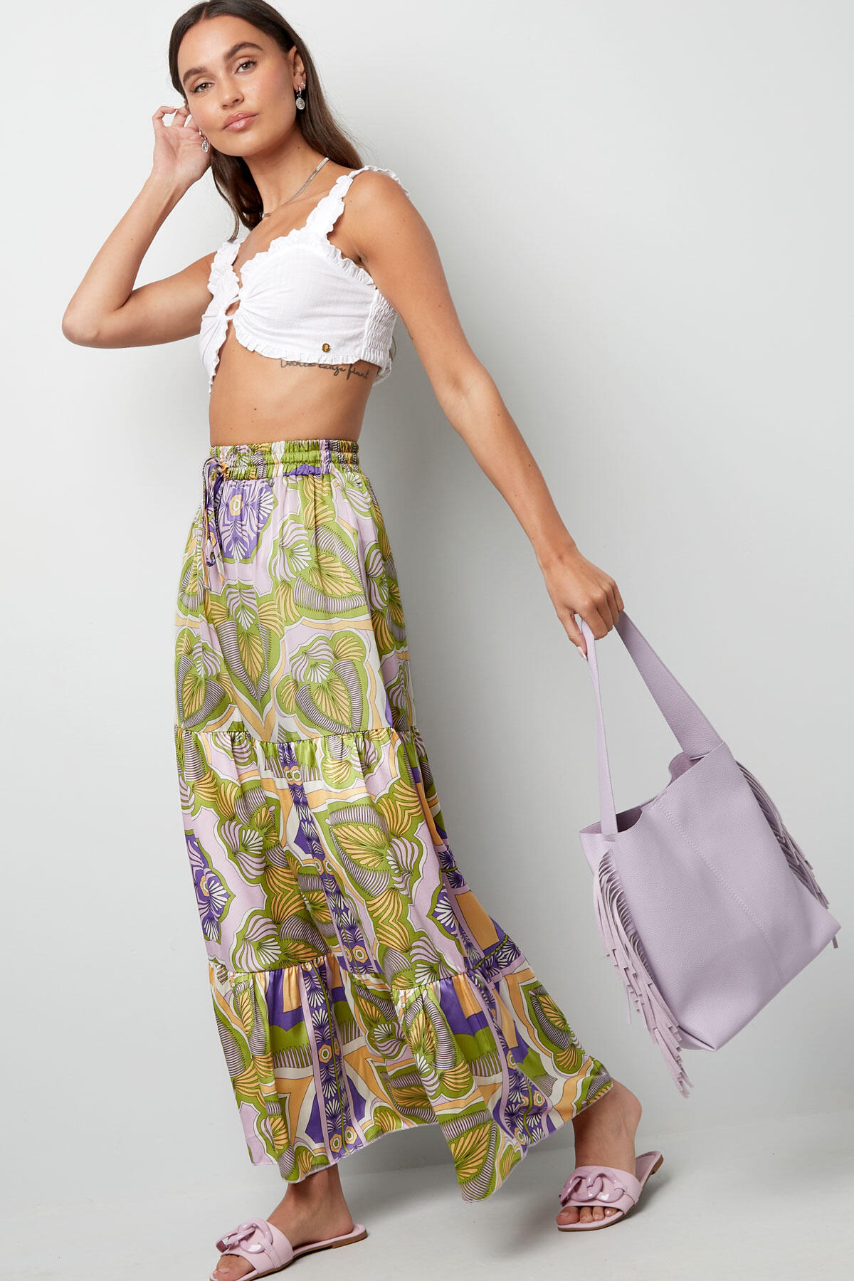 Maxi falda estampado feliz - verde/morado Imagen3