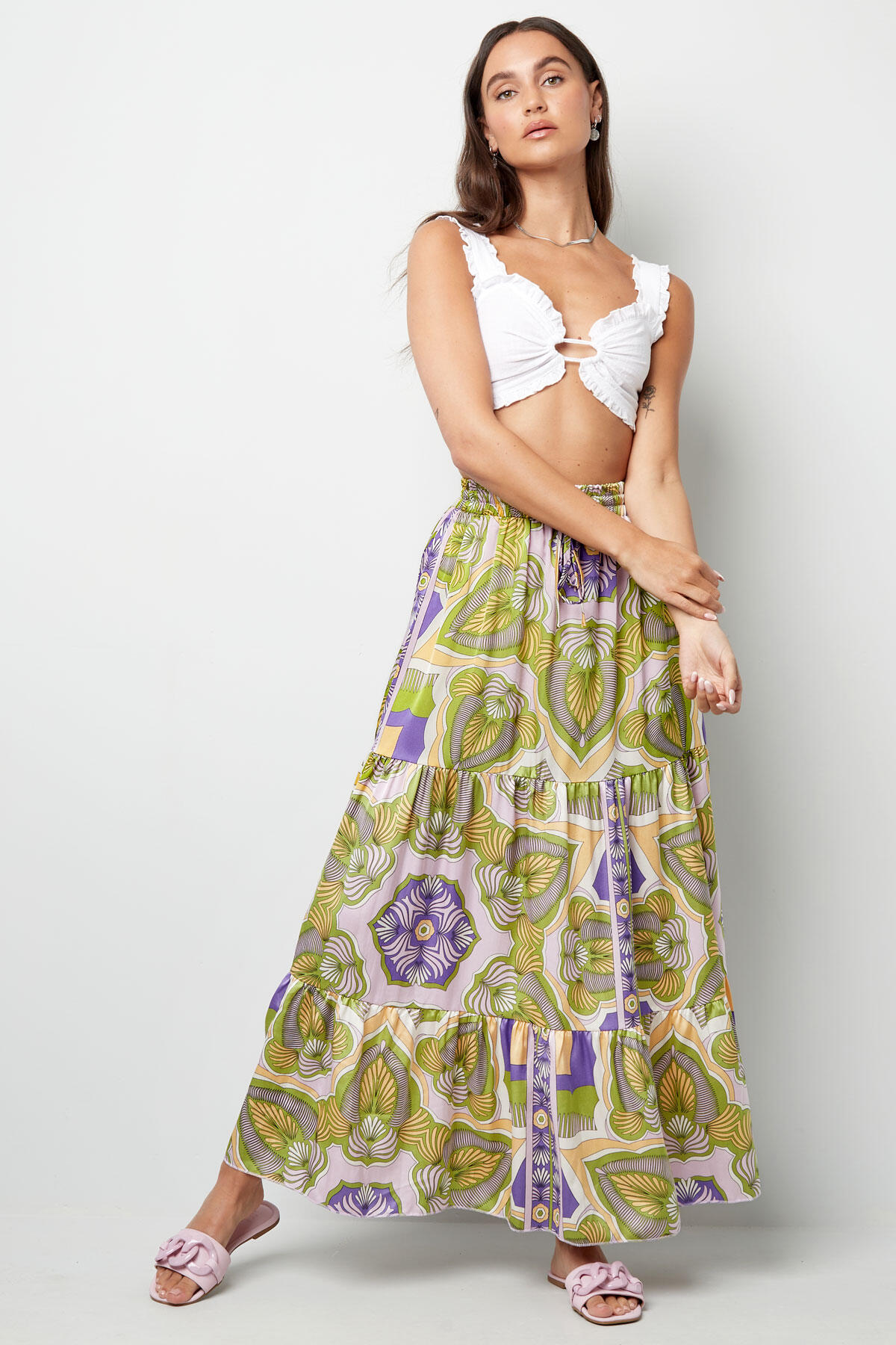 Maxi falda estampado feliz - verde/morado Imagen5