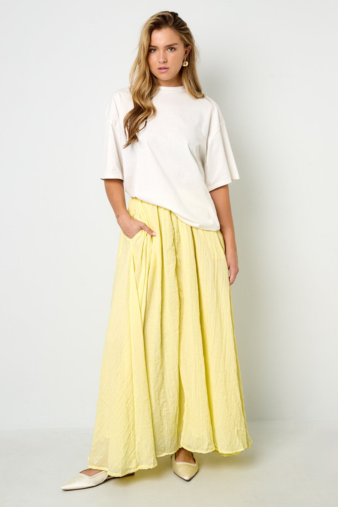 Woven Polyester Fiber Women's Maxi Skirt Casual Solid Color Picture5