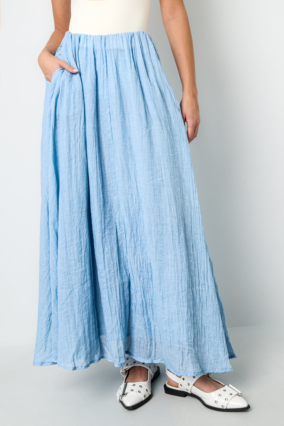 Woven Polyester Fiber Women's Maxi Skirt Casual Solid Color Picture7