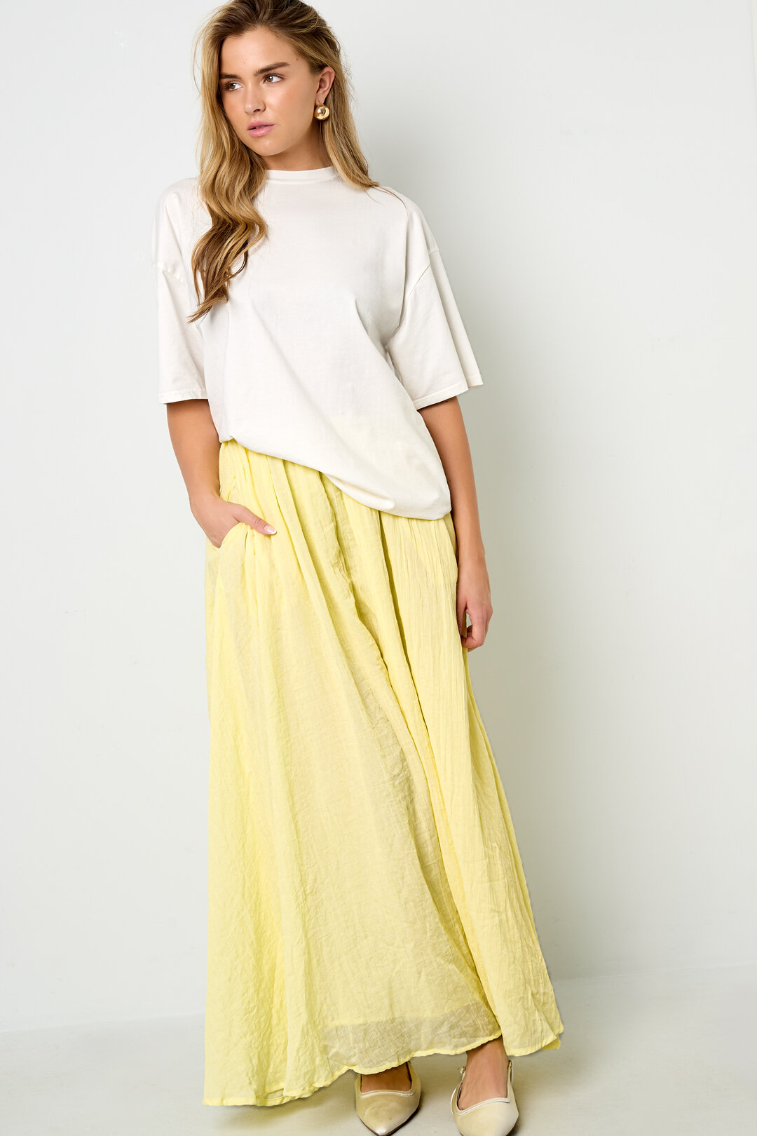 Woven Polyester Fiber Women's Maxi Skirt Casual Solid Color h5 Picture9