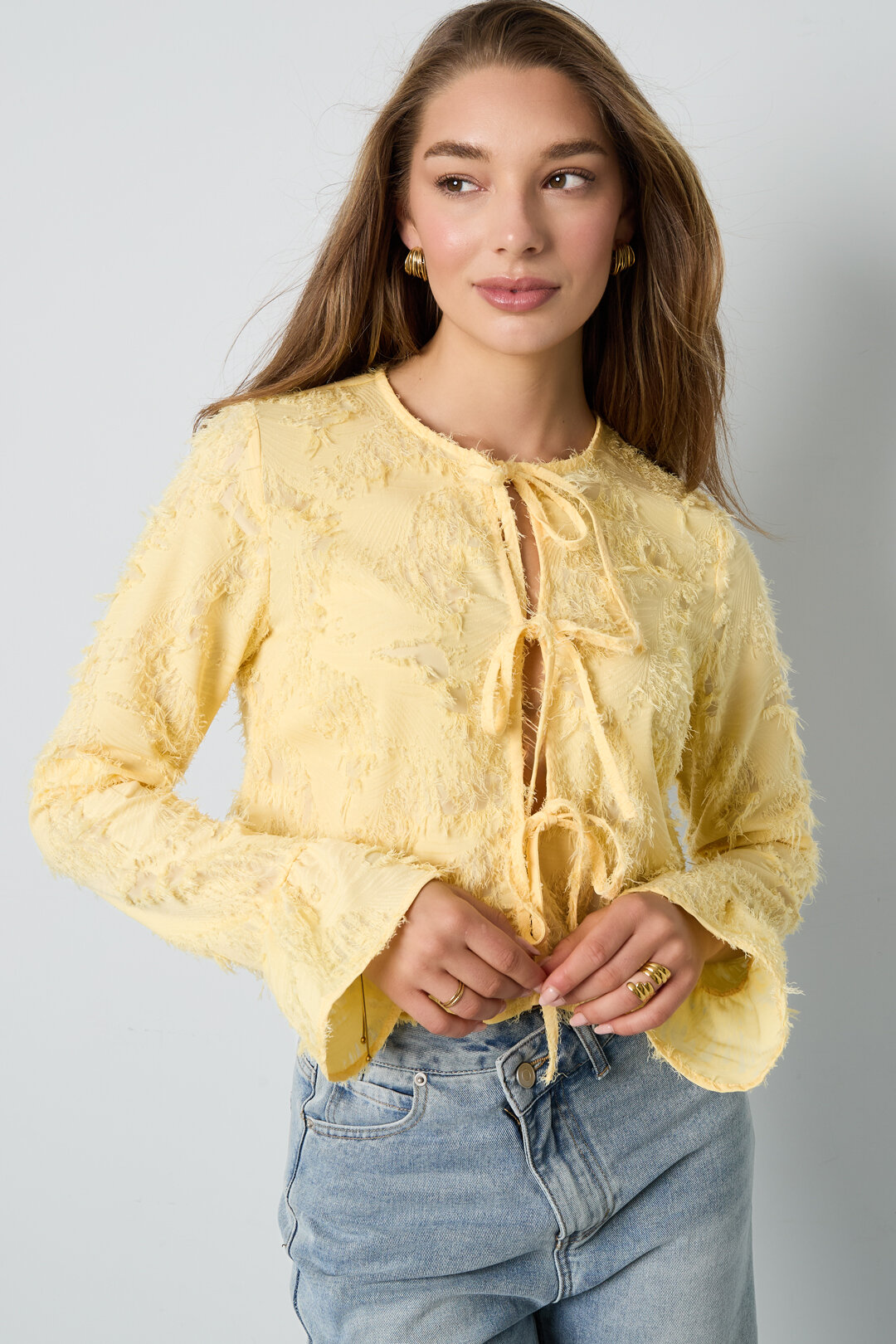 Woven Polyester Fiber Women's Long Sleeve Tops Elegant Solid Color Spring/Summer h5 Picture10