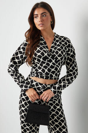 Polyester Damen Langarm-Oberteil Wrap-Stil Geometrisches Muster h5 Bild2