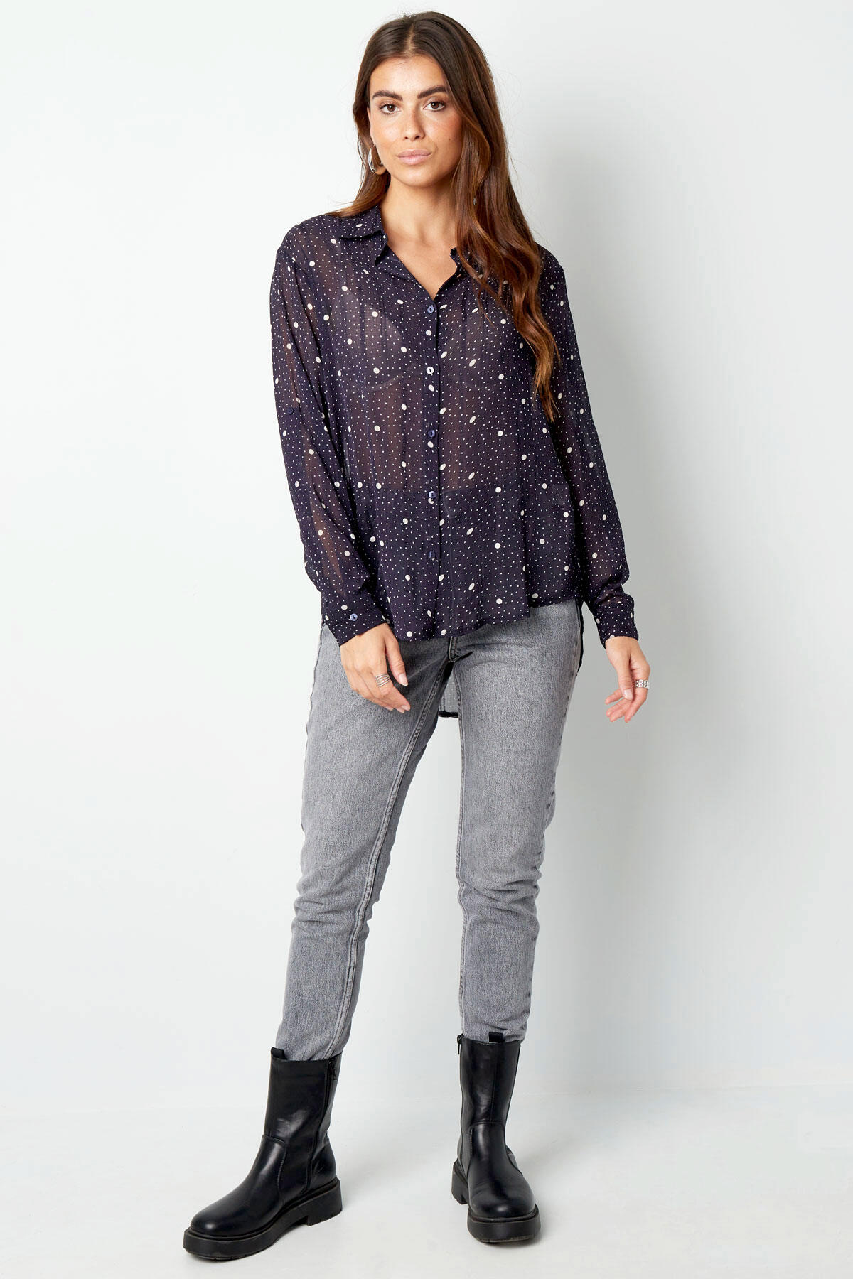 Polyester Damen-Bluse Punktemuster Atmungsaktiv Bild6